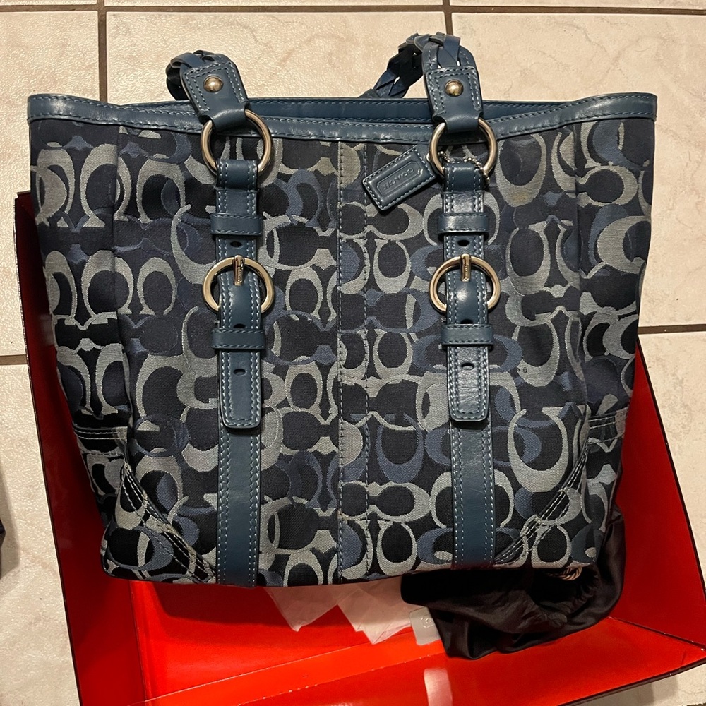 Coach Blue Signature Tote Bag